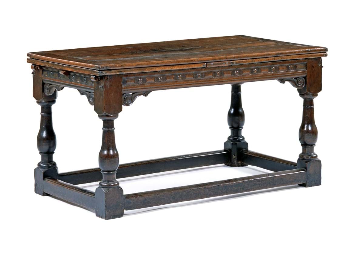 Wooden table with ornate detailing