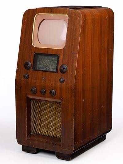 A large wooden television set