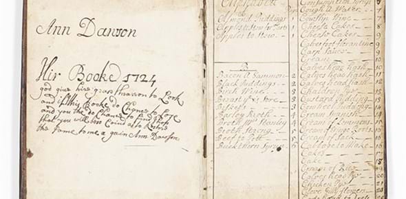 A handwritten recipe book from 1724