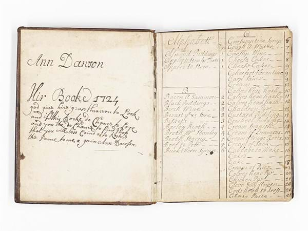 A handwritten recipe book from 1724