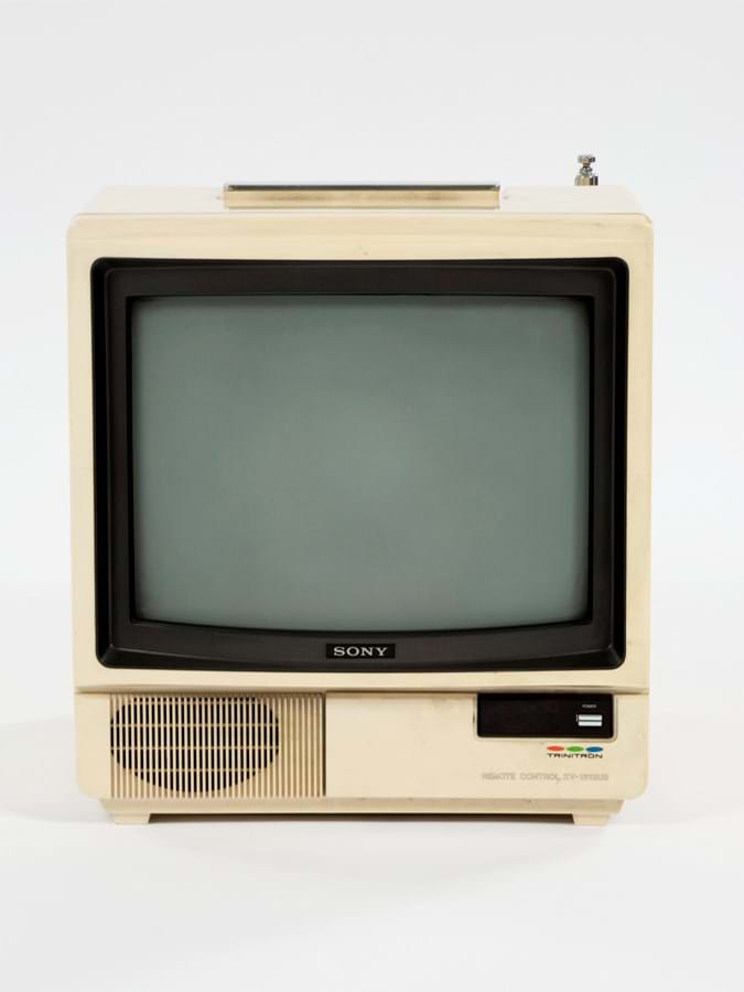 1980s cream plastic portable television set