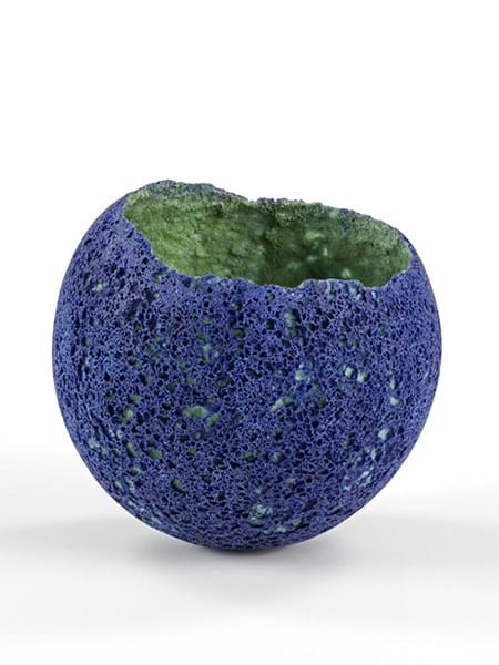 Blue and green vase made from recycled glass