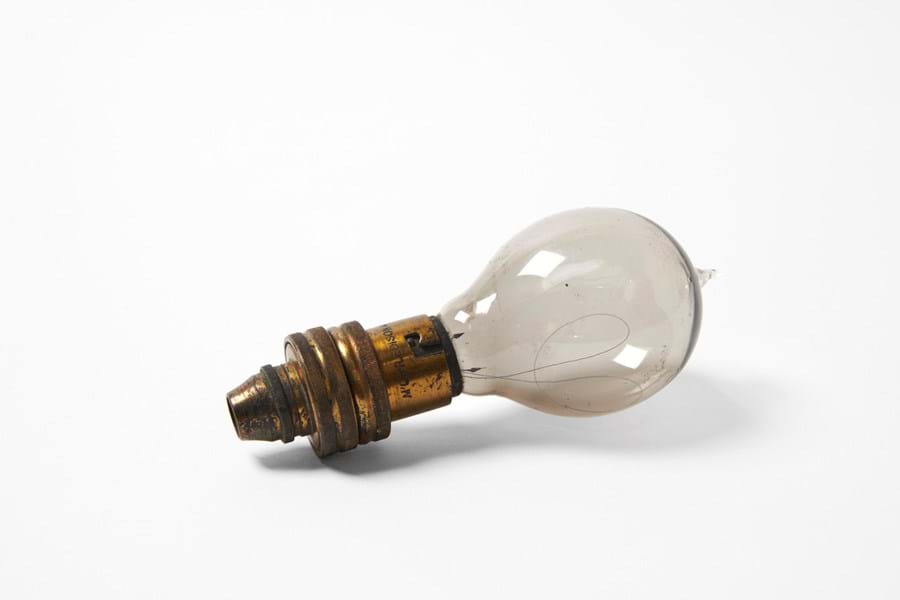 A lightbulb on a white background