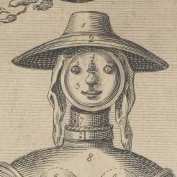 A satirical print showing a female servant made of domestic utensils