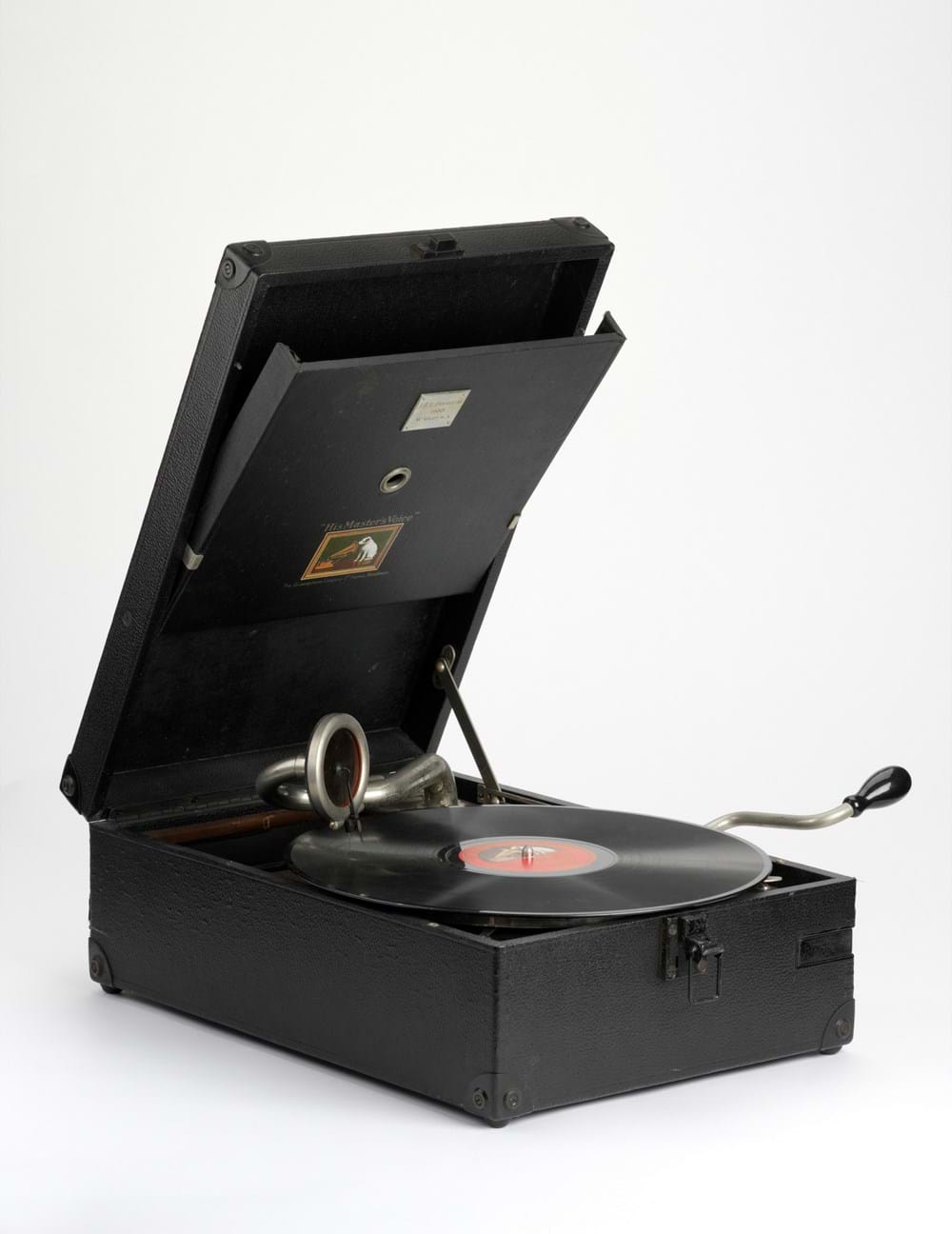 Black gramophone in a square case