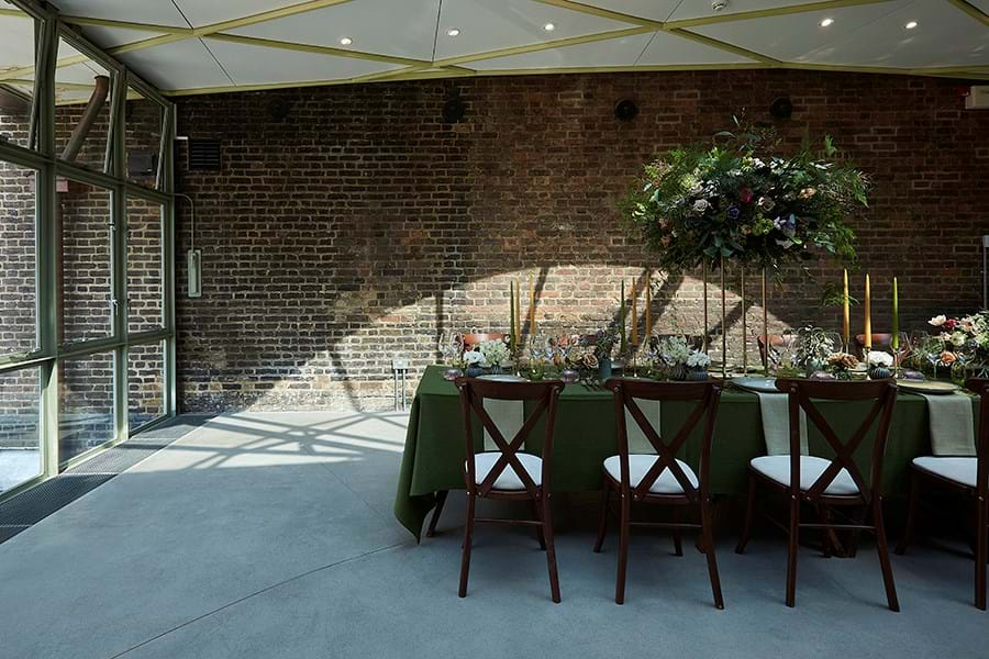 Tables dressed for a dinner