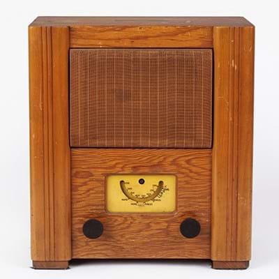 A wooden radio set