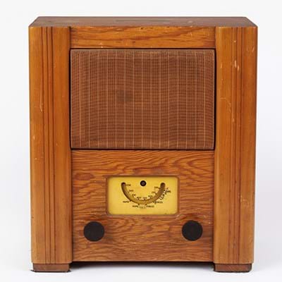 A wooden radio set
