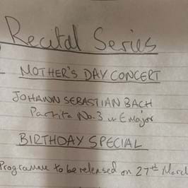 Schedule of music recitals written on paper